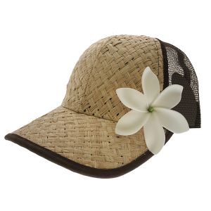 Lauhala (Straw) Trucker Hat w/ flower